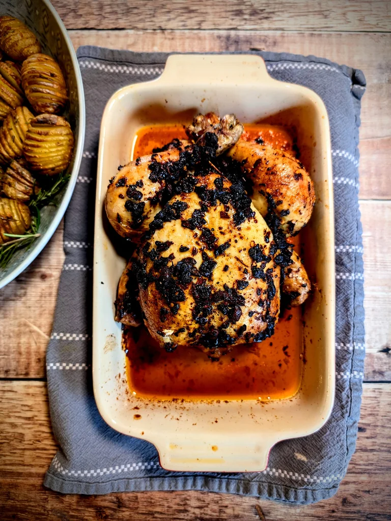 Asian-Inspired Roast Chicken with Hasselback Potatoes