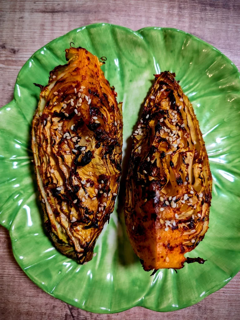 Charred Cabbage with Harissa & Lemon