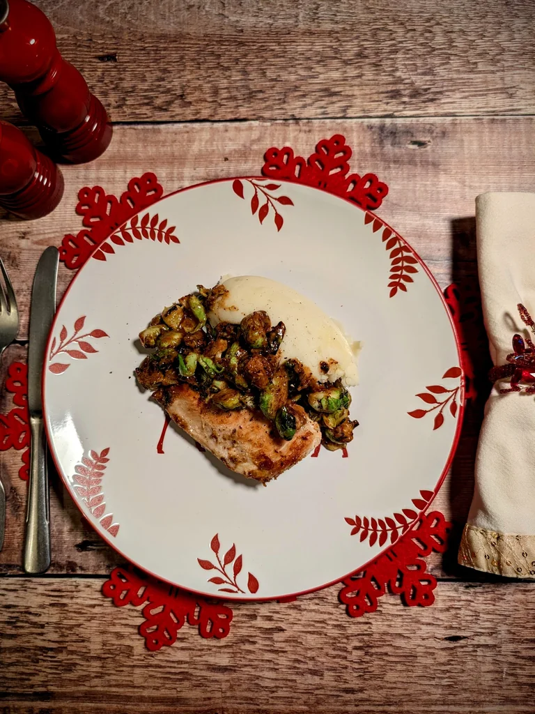 Chicken with Creamy Mustard Brussels Sprouts