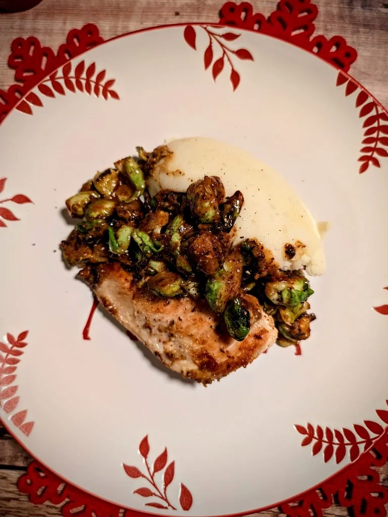 Chicken with Creamy Mustard Brussels Sprouts