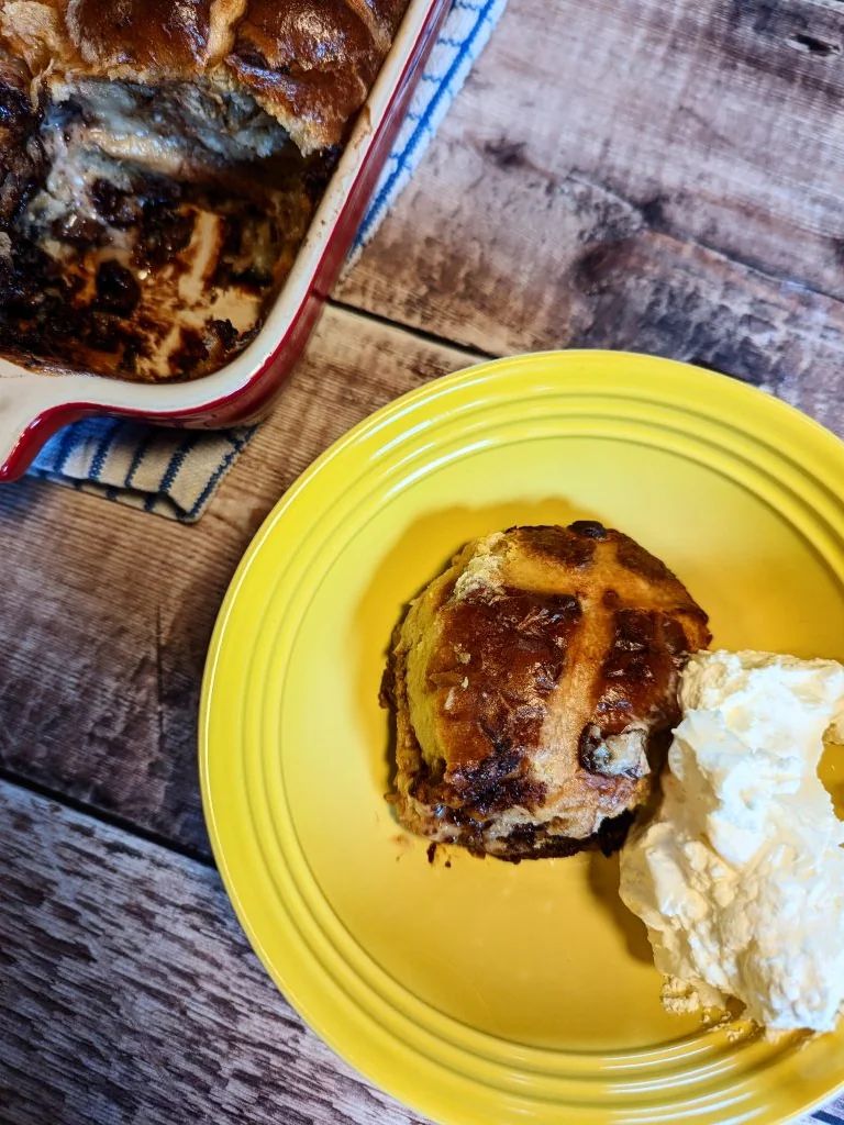 Chocolate Hot Cross Bun Pudding