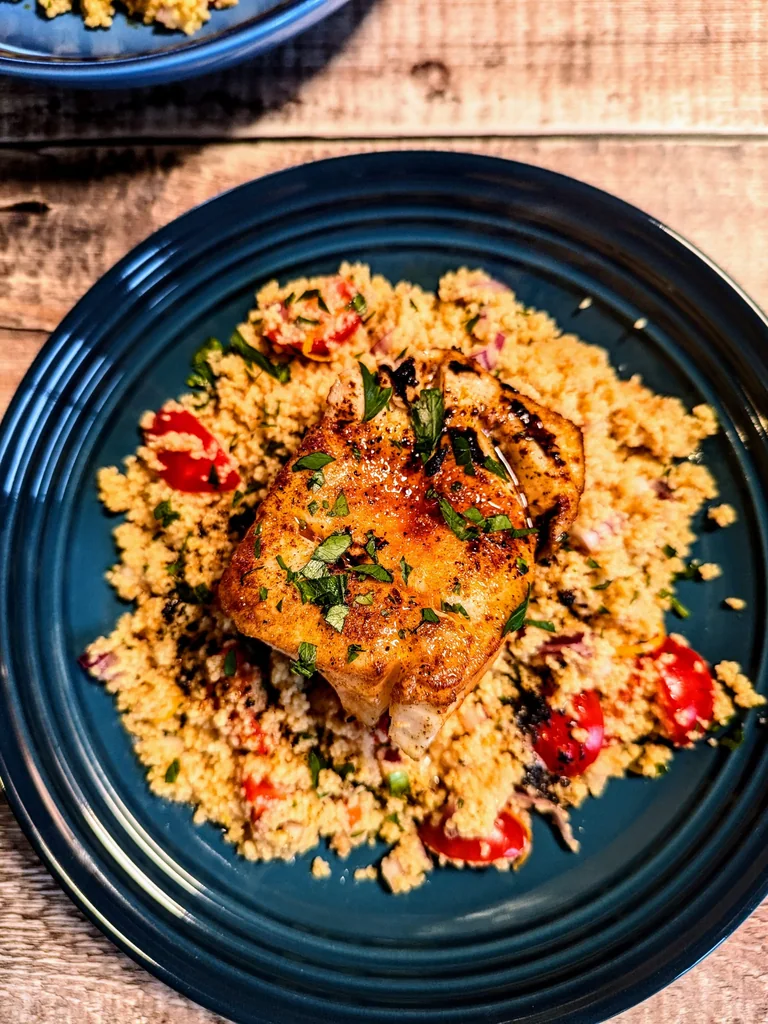 Golden Turmeric Cod with Couscous