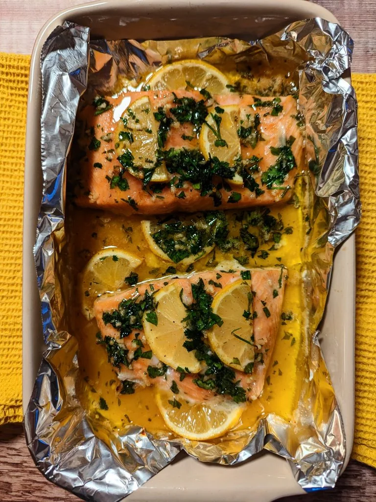 Honey & Garlic Baked Salmon with Risotto