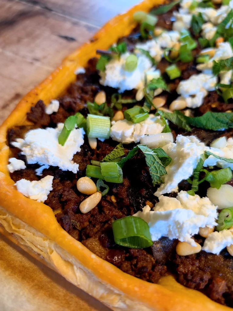 Mediterranean Spiced Lamb Puff Pastry Tart