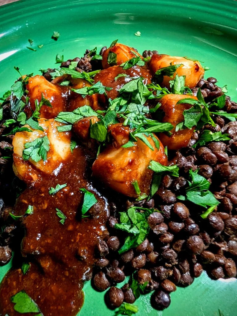 Miso-Glazed Scallops with Puy Lentils