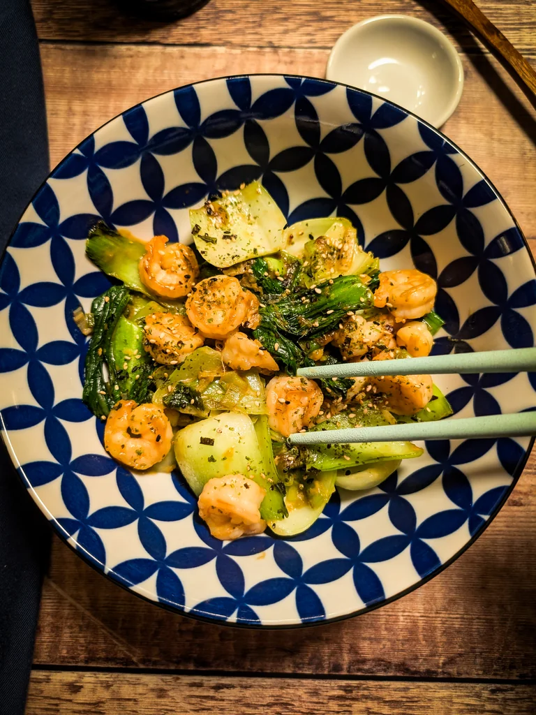 Quick Wasabi Prawns With Pak Choi