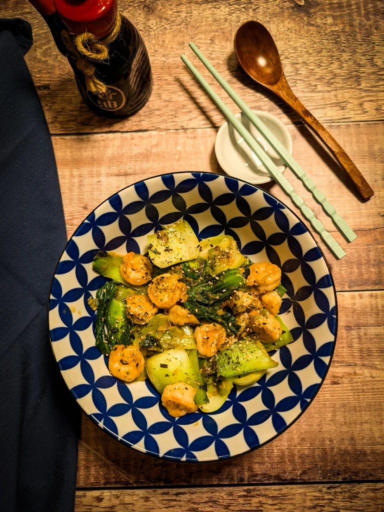 Quick Wasabi Prawns With Pak Choi