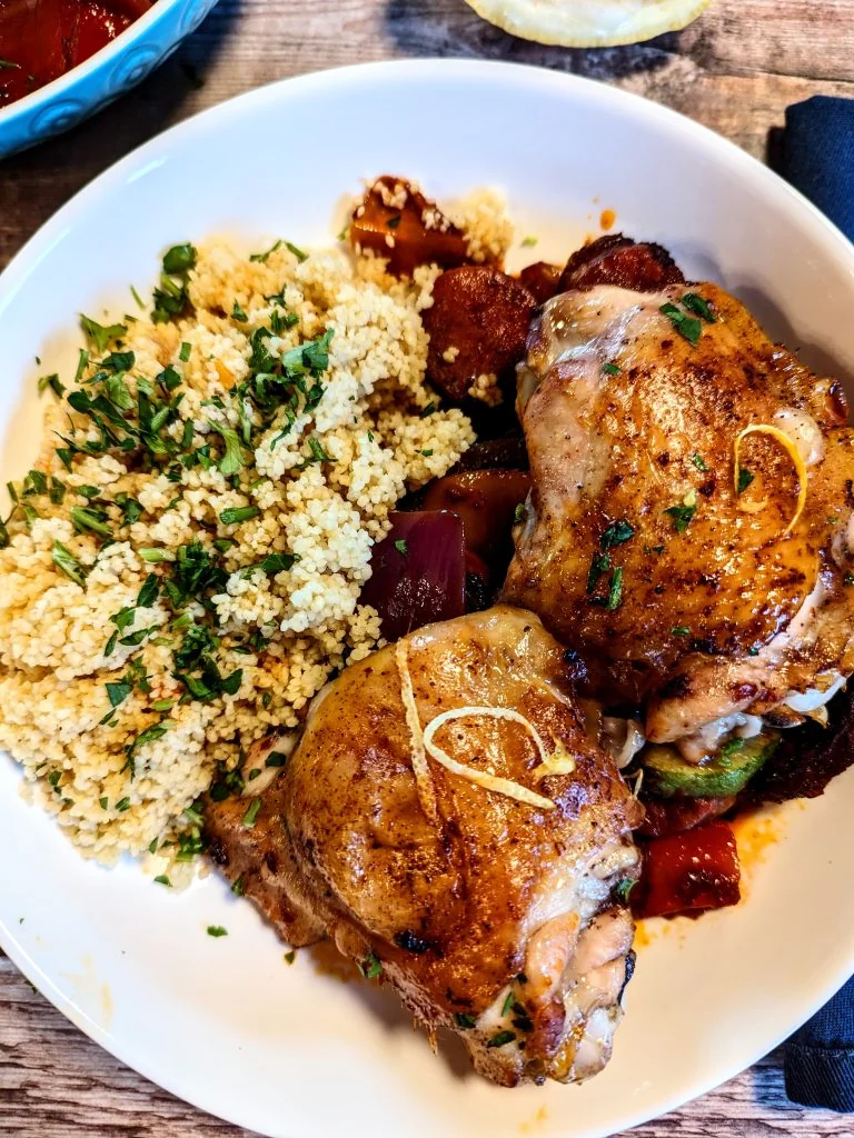 Rose Harissa Chicken & Mediterranean Vegetable Tray Bake