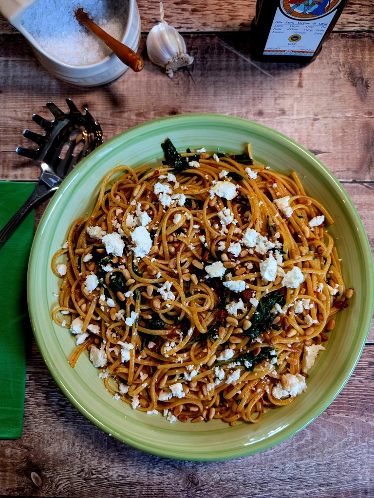 Rose Harissa Linguine with Rocket and Feta