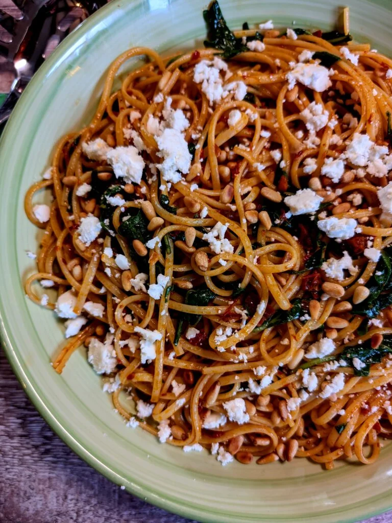 Rose Harissa Linguine with Rocket and Feta