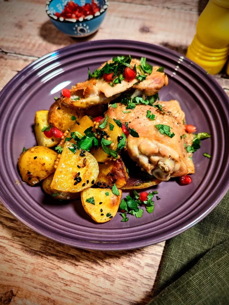 Spiced Chicken Potato and Onion Tray Bake