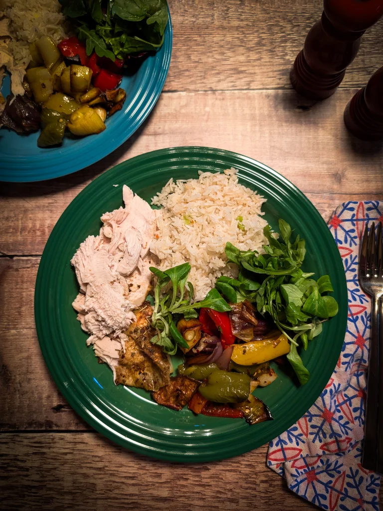 Spicy Lemon & Herb Roast Chicken with Peppers & Leeks