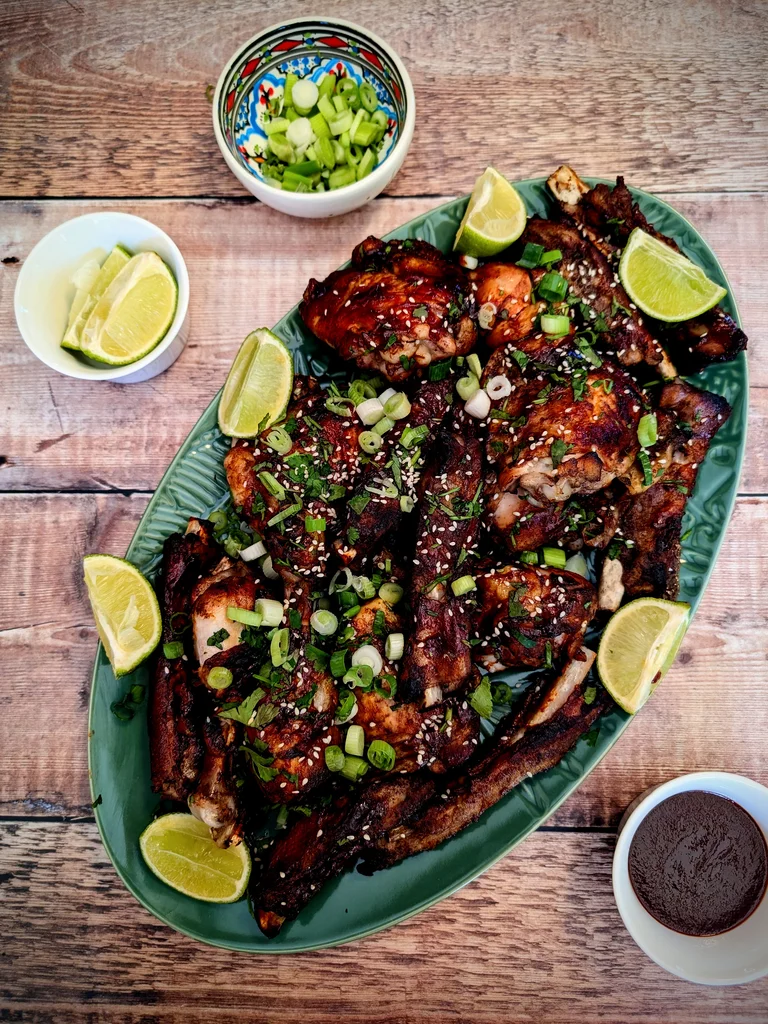 Sticky Ginger Beer and Gochujang Glazed Chicken and Ribs