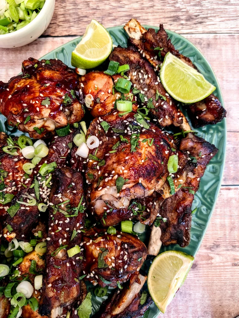 Sticky Ginger Beer and Gochujang Glazed Chicken and Ribs