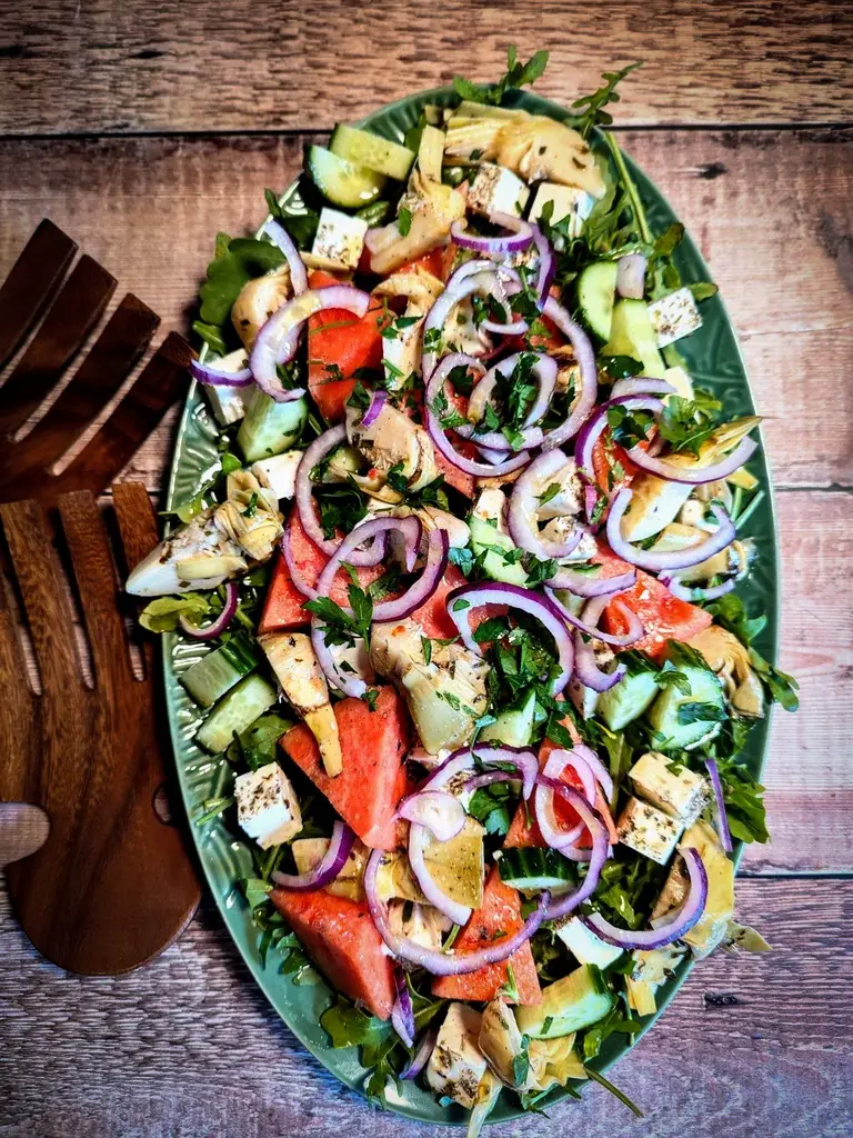 Watermelon, Feta & Artichoke Salad