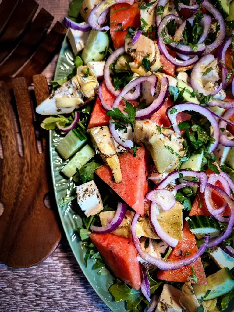 Watermelon, Feta & Artichoke Salad